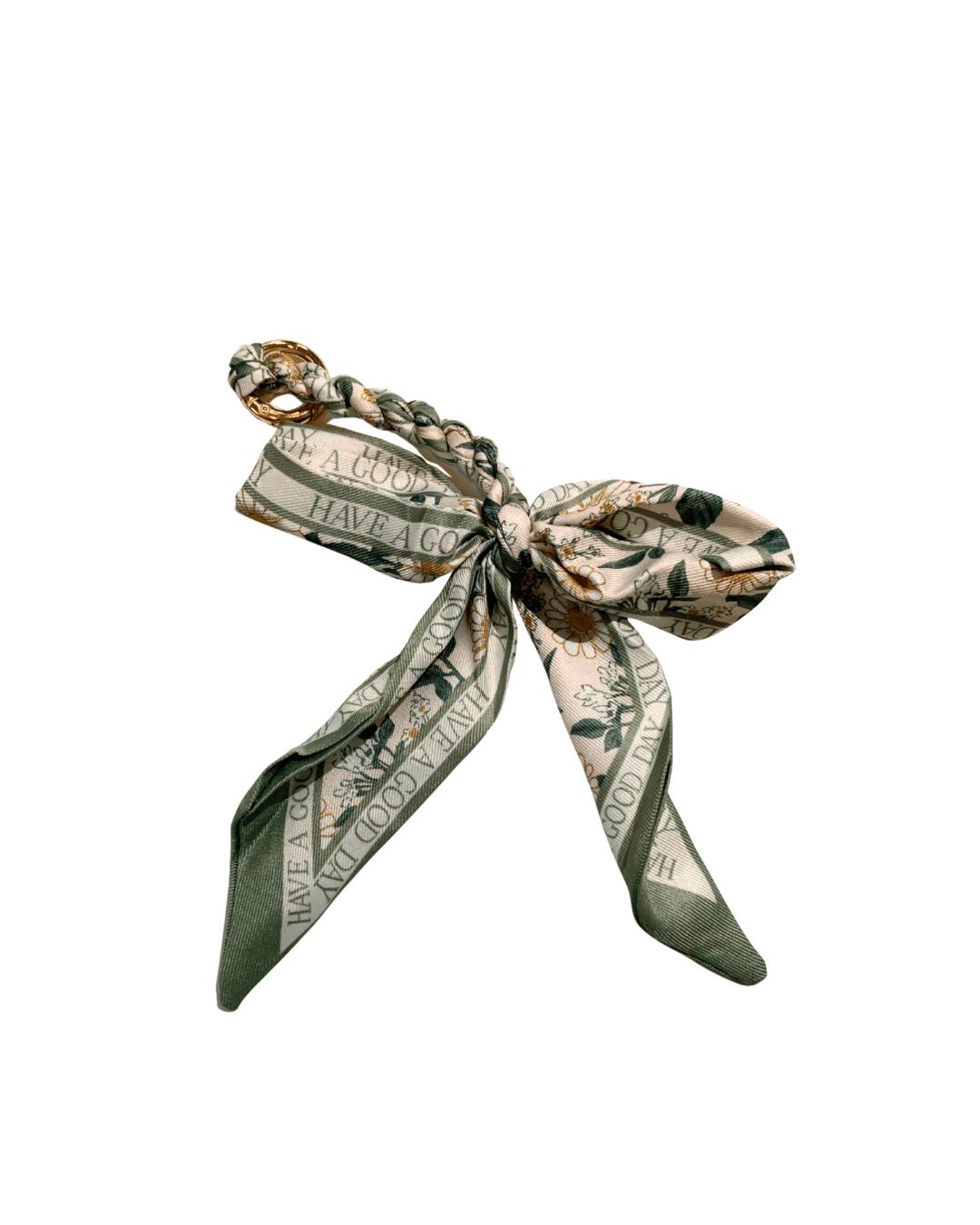 Scarf Bow Bag Charm with Braided Handle for Handbags